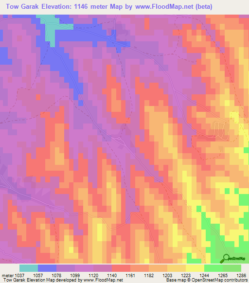 Tow Garak,Afghanistan Elevation Map