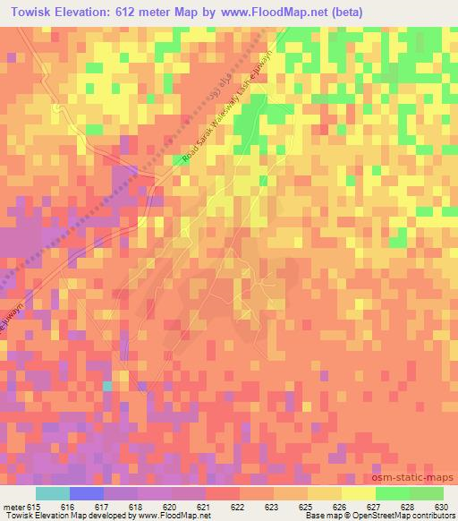 Towisk,Afghanistan Elevation Map