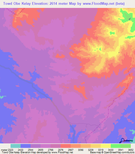 Towd Obe Kelay,Afghanistan Elevation Map