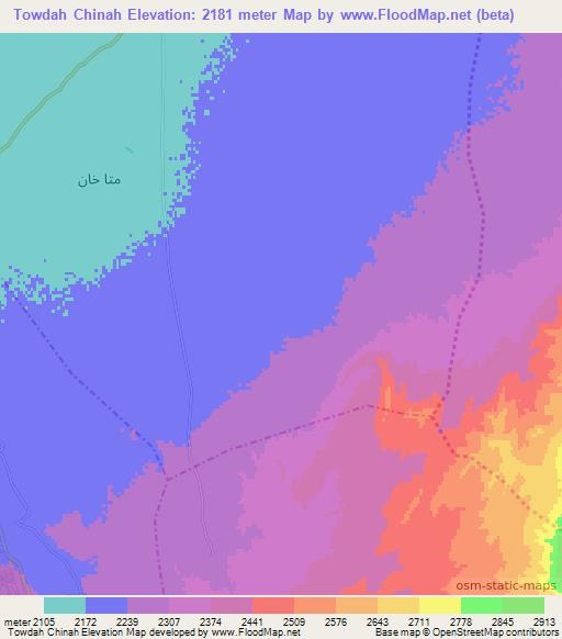 Towdah Chinah,Afghanistan Elevation Map