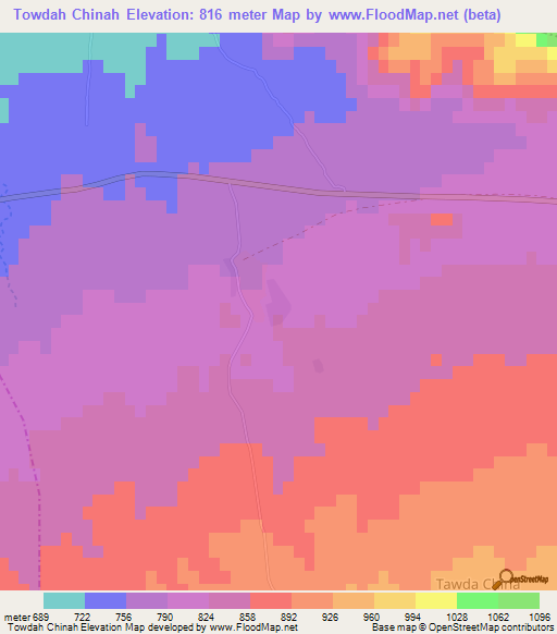 Towdah Chinah,Afghanistan Elevation Map