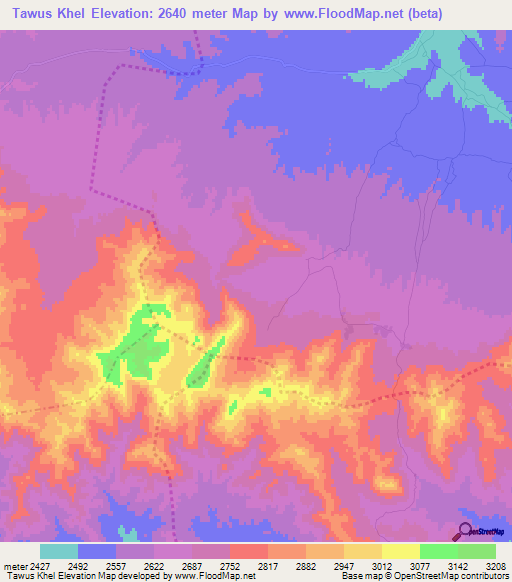 Tawus Khel,Afghanistan Elevation Map