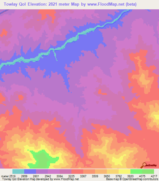 Towlay Qol,Afghanistan Elevation Map