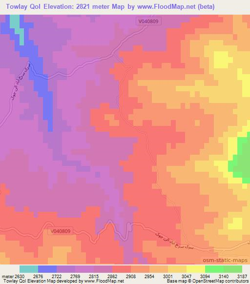 Towlay Qol,Afghanistan Elevation Map