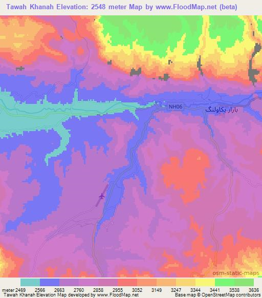 Tawah Khanah,Afghanistan Elevation Map