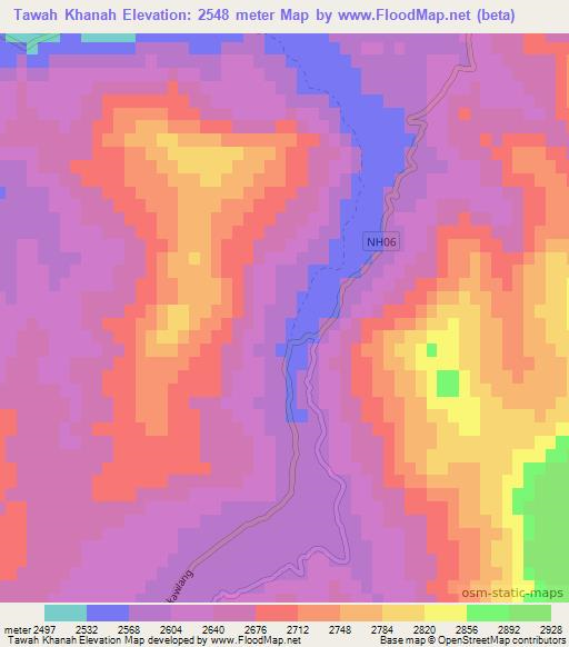 Tawah Khanah,Afghanistan Elevation Map