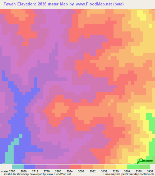Tawah,Afghanistan Elevation Map