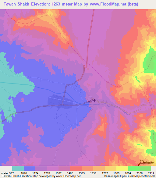 Tawah Shakh,Afghanistan Elevation Map