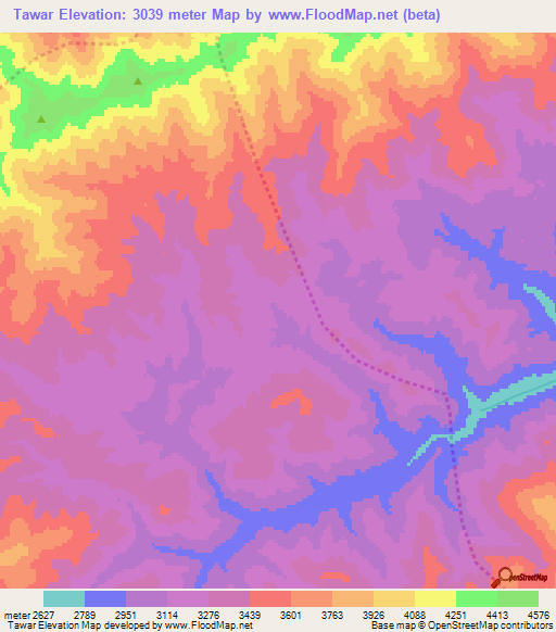 Tawar,Afghanistan Elevation Map