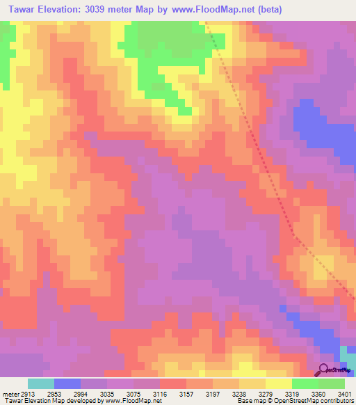 Tawar,Afghanistan Elevation Map