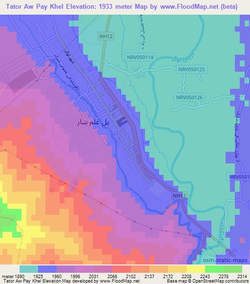Tator Aw Pay Khel,Afghanistan Elevation Map