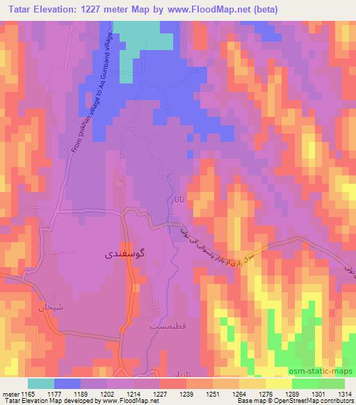 Tatar,Afghanistan Elevation Map