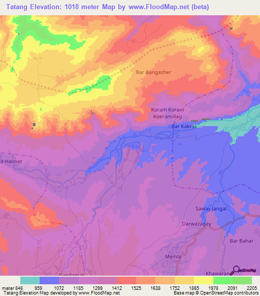 Tatang,Afghanistan Elevation Map
