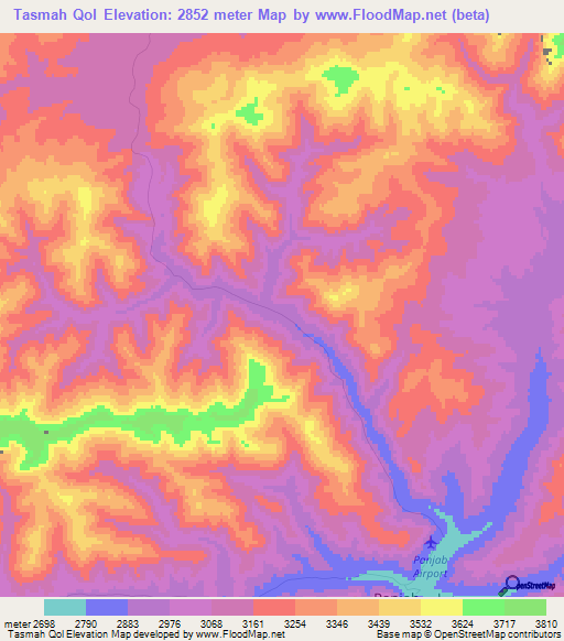 Tasmah Qol,Afghanistan Elevation Map
