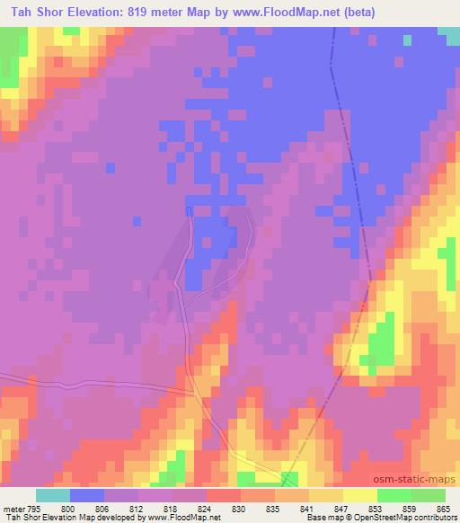 Tah Shor,Afghanistan Elevation Map