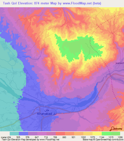 Tash Qol,Afghanistan Elevation Map