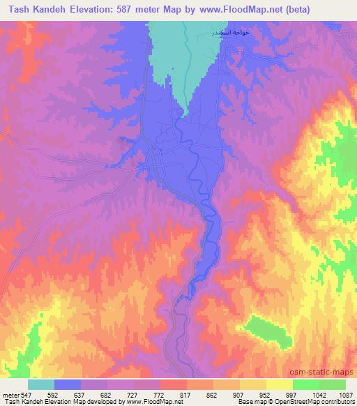 Tash Kandeh,Afghanistan Elevation Map