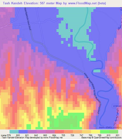 Tash Kandeh,Afghanistan Elevation Map