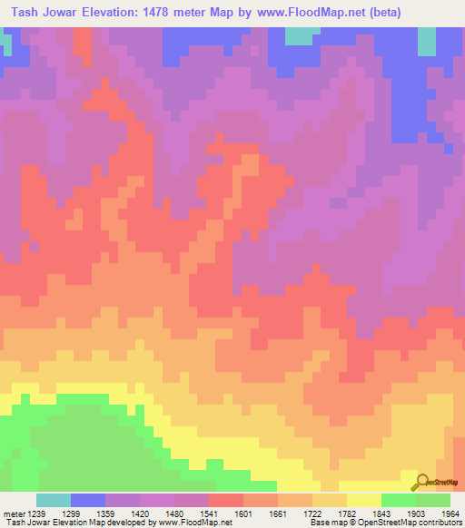 Tash Jowar,Afghanistan Elevation Map