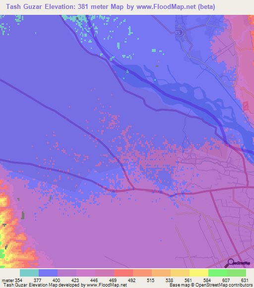 Tash Guzar,Afghanistan Elevation Map