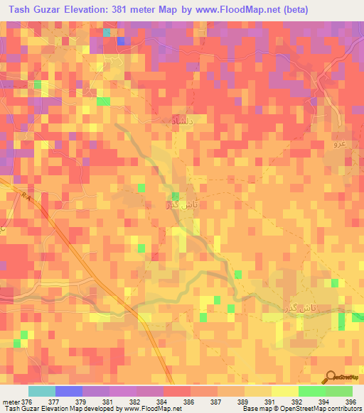 Tash Guzar,Afghanistan Elevation Map