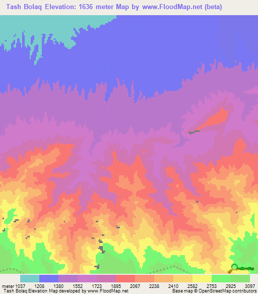 Tash Bolaq,Afghanistan Elevation Map