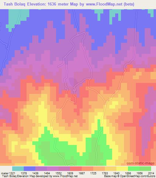 Tash Bolaq,Afghanistan Elevation Map