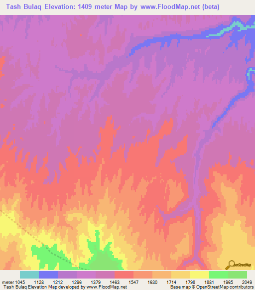 Tash Bulaq,Afghanistan Elevation Map