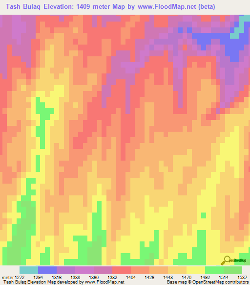 Tash Bulaq,Afghanistan Elevation Map
