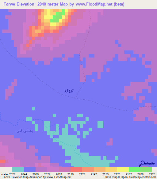 Tarwe,Afghanistan Elevation Map