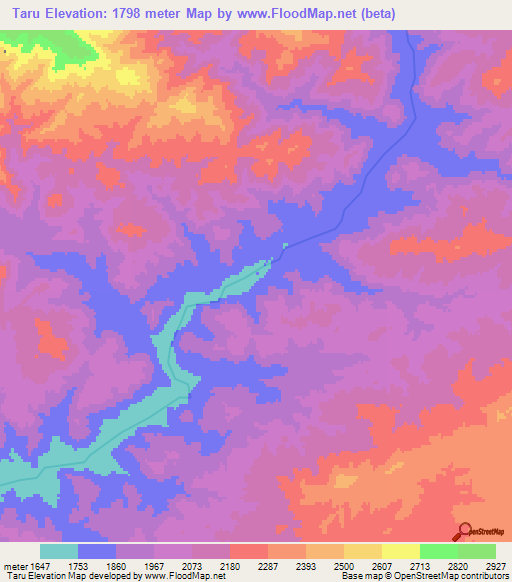 Taru,Afghanistan Elevation Map