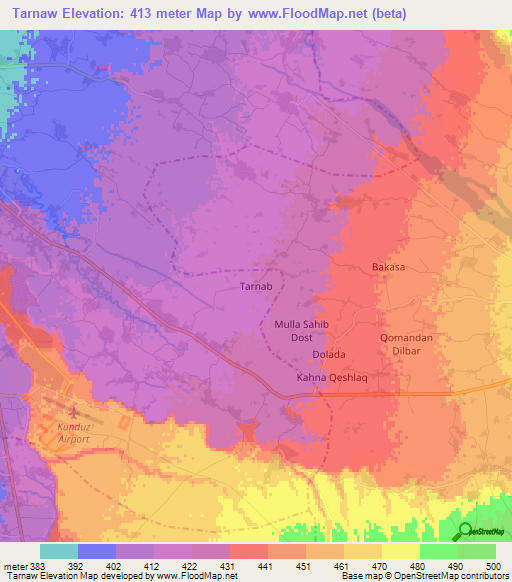 Tarnaw,Afghanistan Elevation Map