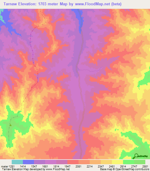 Tarnaw,Afghanistan Elevation Map