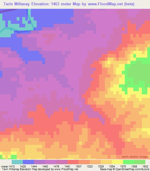 Tarin Miltanay,Afghanistan Elevation Map