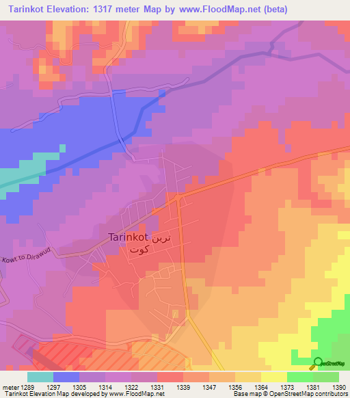 Tarinkot,Afghanistan Elevation Map
