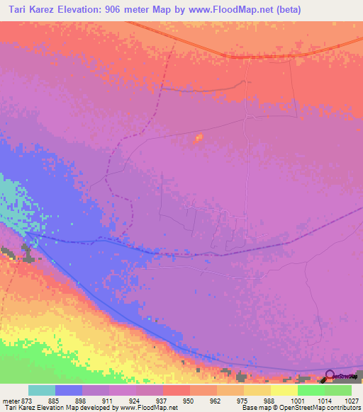 Tari Karez,Afghanistan Elevation Map