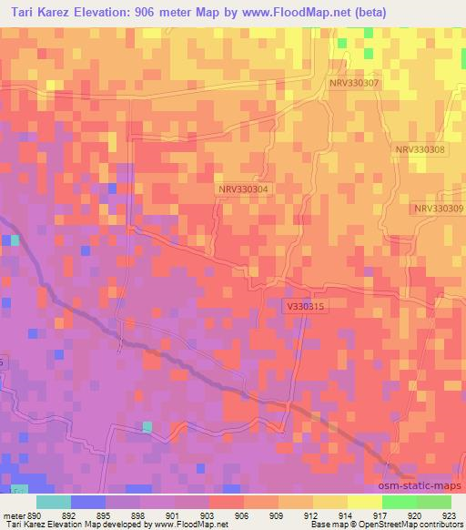 Tari Karez,Afghanistan Elevation Map
