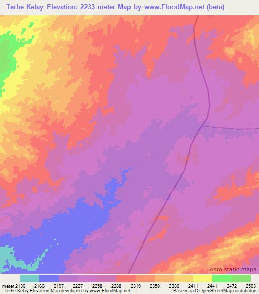 Terhe Kelay,Afghanistan Elevation Map
