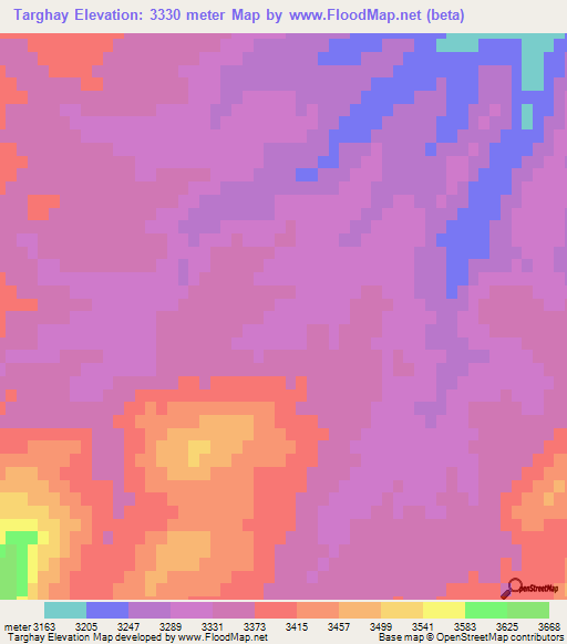 Targhay,Afghanistan Elevation Map