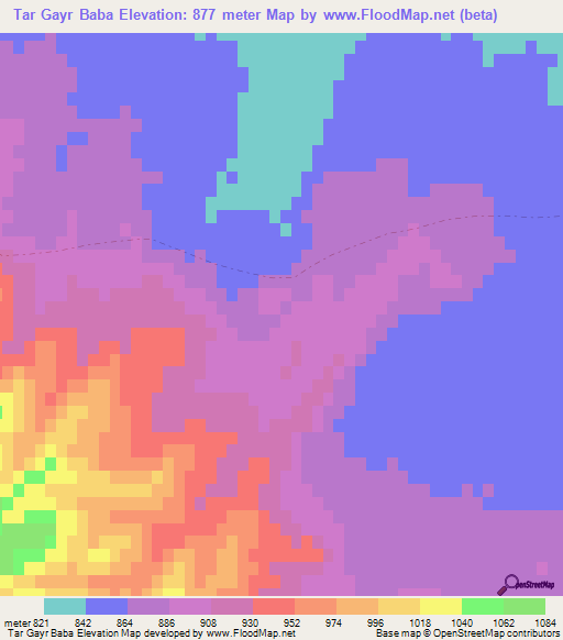 Tar Gayr Baba,Afghanistan Elevation Map