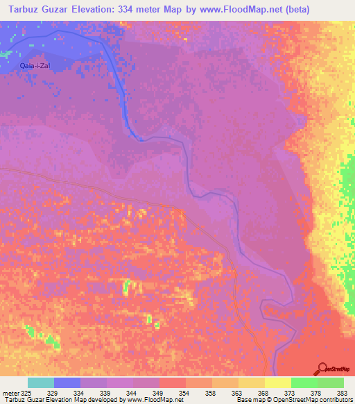 Tarbuz Guzar,Afghanistan Elevation Map