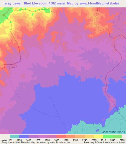 Taray Lewan Khel,Afghanistan Elevation Map