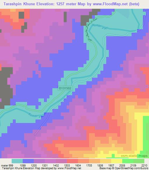 Tarashpin Khune,Afghanistan Elevation Map