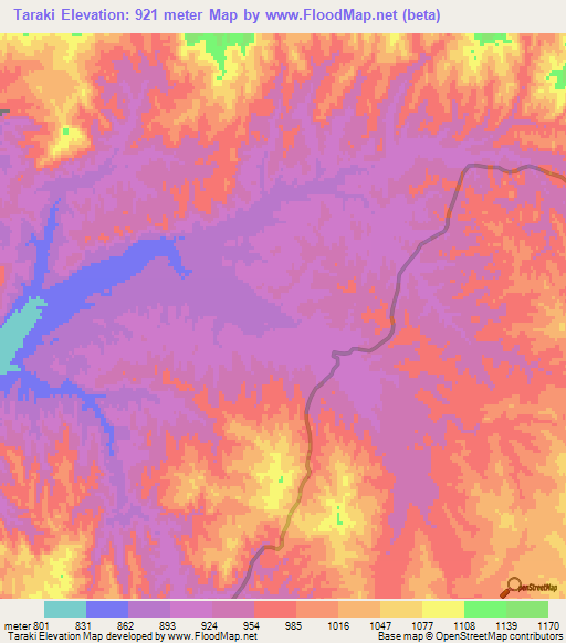 Taraki,Afghanistan Elevation Map