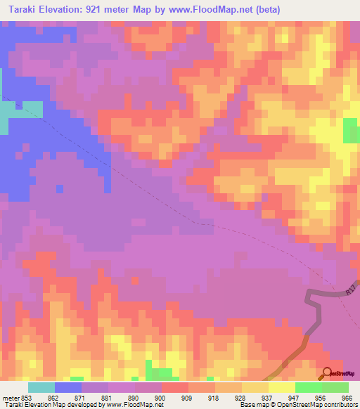 Taraki,Afghanistan Elevation Map