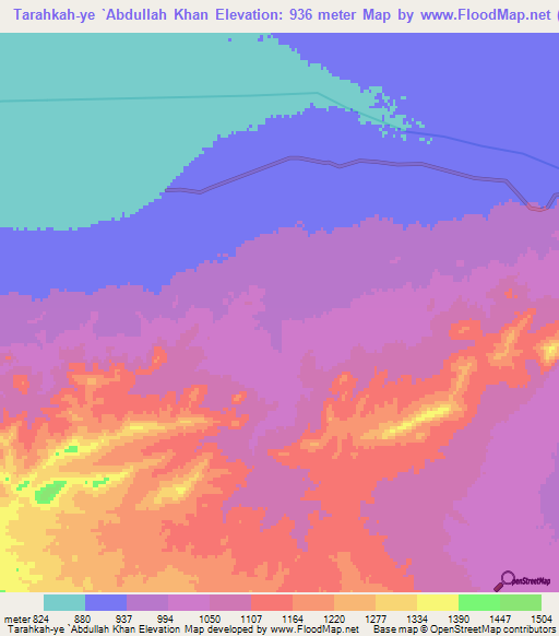 Tarahkah-ye `Abdullah Khan,Afghanistan Elevation Map