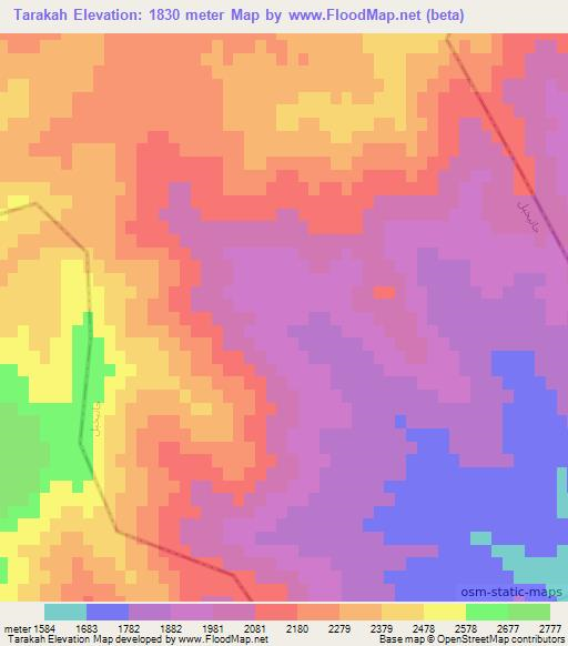 Tarakah,Afghanistan Elevation Map