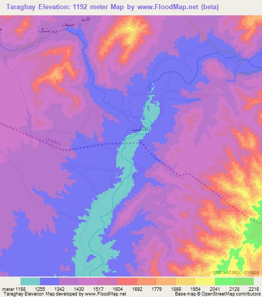 Taraghay,Afghanistan Elevation Map