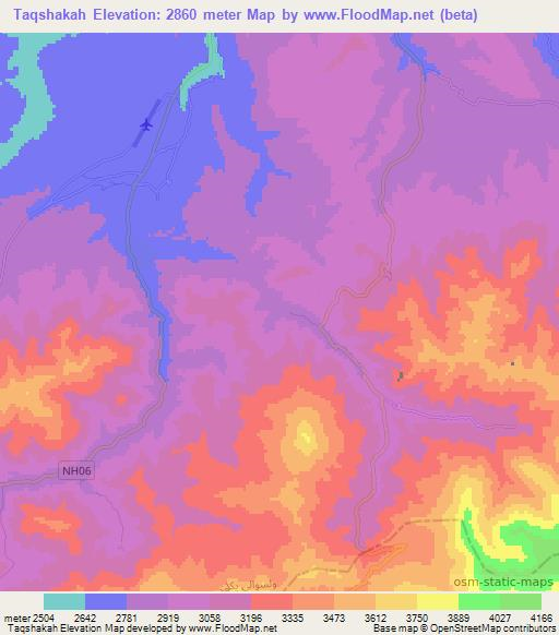 Taqshakah,Afghanistan Elevation Map