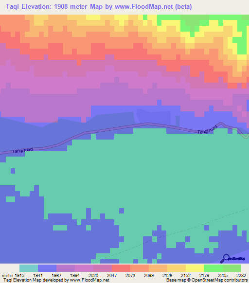 Taqi,Afghanistan Elevation Map
